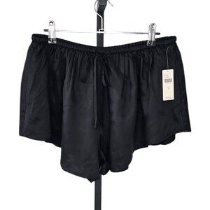 Anthropologie Maeve Silky Chemisette Shorts Black Size Small High Rise Tie Waist
